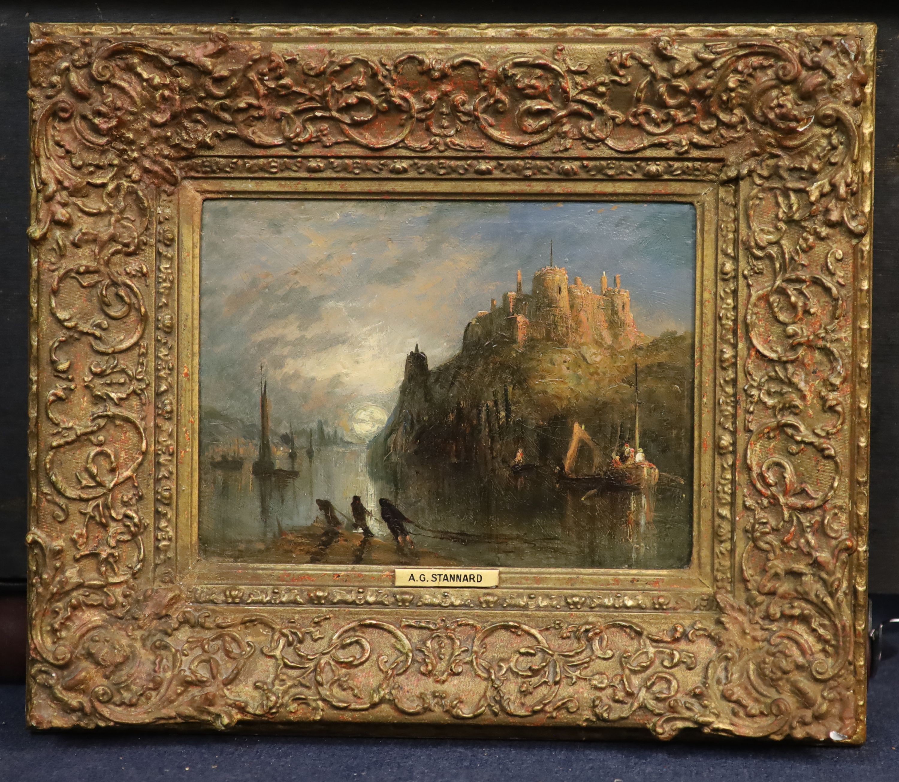 Alfred George Stannard (1828-1885), Harlech Castle, oil on board, 18 x 24cm